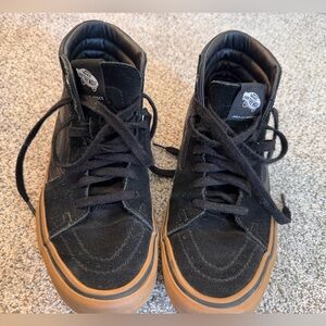 Black Vans-denim leather and suede mens size 8.5. Good condition.